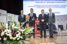 Od lewej: prof. J. Sęp, M. Podkański, prof. P. Koszelnik, dr hab. M. Ruszel, prof. PRz,